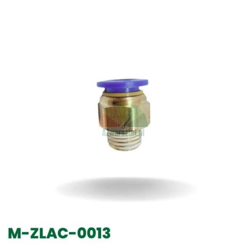 Mosazná pneumatická rychlospojka (nástrčná fitinka) pro hadici 10mm s vnějším závitem 12,7mm.