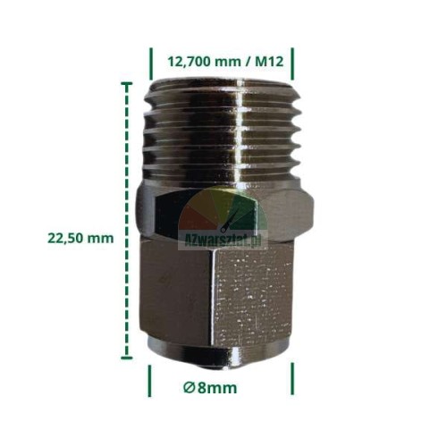 Konektor 8mm hadice/kabelu na závit M12 (12,7mm).