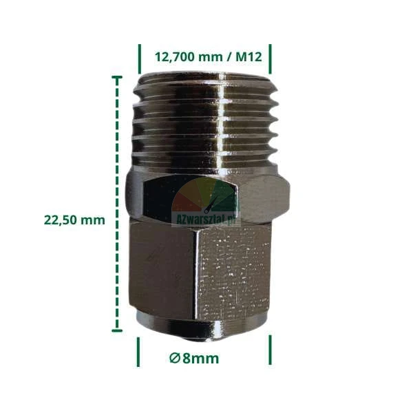 Konektor 8mm hadice/kabelu na závit M12 (12,7mm).