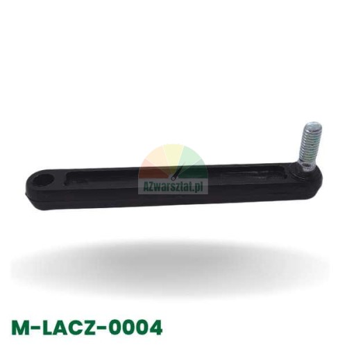 Konektor/článek mechanismu pedálu. Černá spojovací tyč se zásuvkou a závitovým čepem, díl M-LACZ-0004.