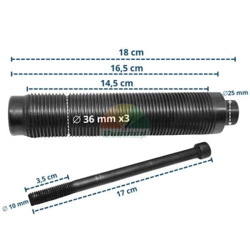 Vyvažovací hřídel 36mm/18cm s objímkou a šroubem.