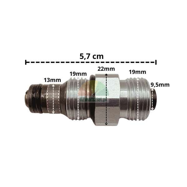 Pojistný ventil zvedáku 13mm G19mm s rozměry