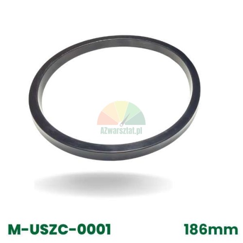 Černé gumové těsnění o rozměrech 186x12x9 mm pro válec odražeče o průměru 186 mm.