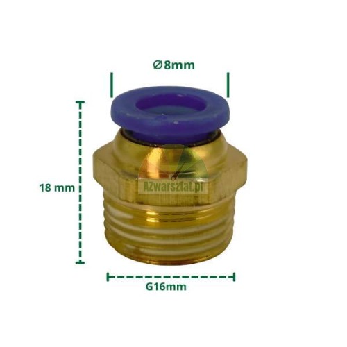 Pneumatická spojka přímá G16mm na 8mm