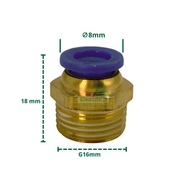 Pneumatická spojka přímá G16mm na 8mm