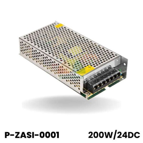 Modulární napájecí zdroj 200W 24V DC v perforovaném kovovém pouzdře model P-ZASI-0001