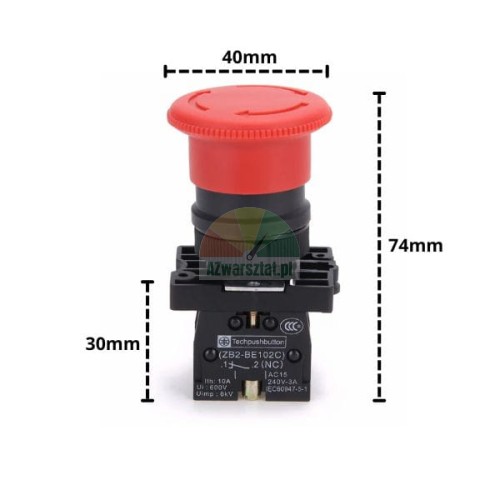 Nouzové tlačítko STOP 1xNC 40mm a 74mm