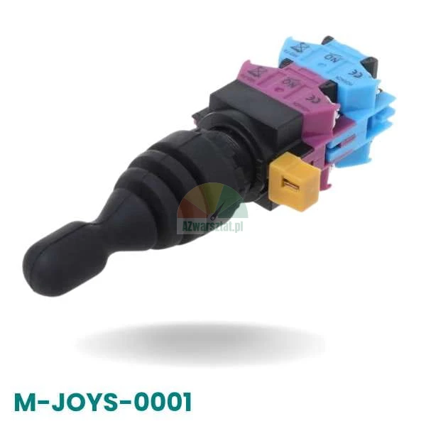 Joystick ovládacího panelu pro nákladní zouvačku M-JOYS-0001 s černou gumovou manžetou a barevnými kontakty.