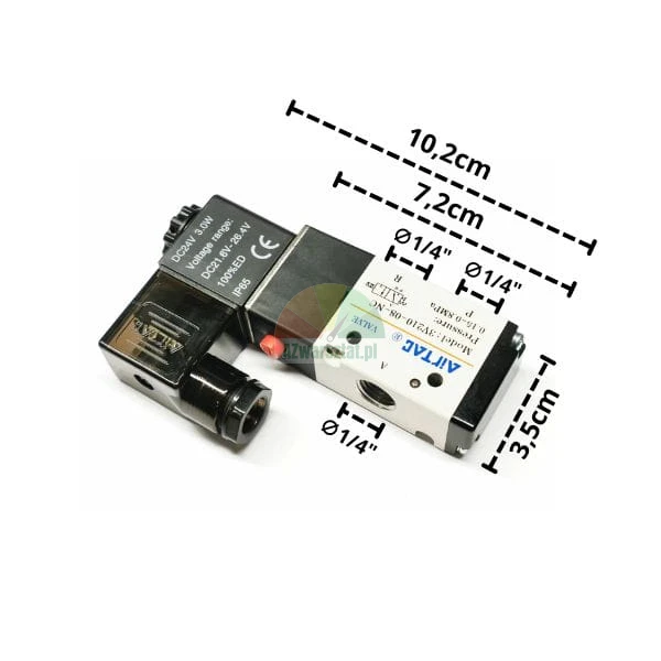 Elektromagnetický pneumatický ventil DC24V Airtac 1/4' s rozměry