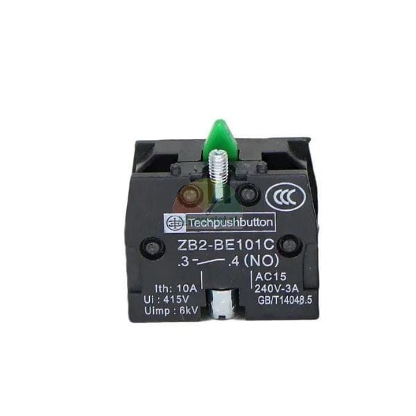 Pomocný kontakt Techpushbutton ZB2-BE101C NO spínací, černý kontaktní blok se zeleným prvkem