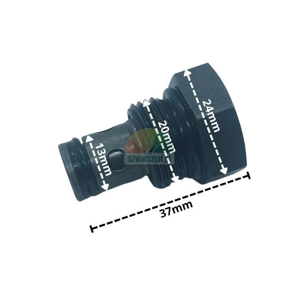 Zpětný ventil 20mm závit s technickými rozměry