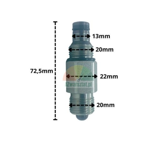 Spouštěcí ventil 20mm s technickými rozměry