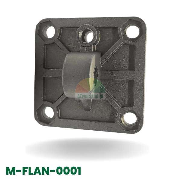 Montazni priruba pohonu s okem (7,8cm) model M-FLAN-0001, kovova ctvercova zakladna se ctyrmi otvory.