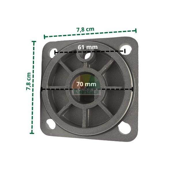 Montážní příruba pohonu s okem 7,8x7,8 cm s technickými rozměry