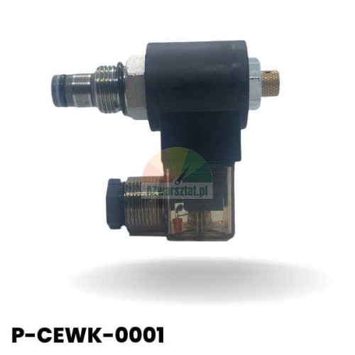 Elektromagneticka civka se spoustecim ventilem 24 DC P-CEWK-0001, cerne pouzdro a pruhledna zastrcka s LED
