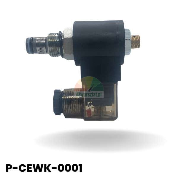 Elektromagneticka civka se spoustecim ventilem 24 DC P-CEWK-0001, cerne pouzdro a pruhledna zastrcka s LED