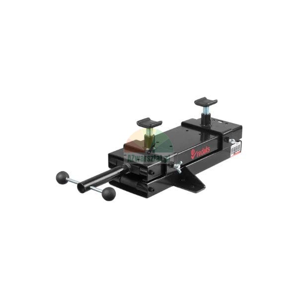 Černý mechanický nůžkový zvedák se dvěma nastavitelnými podpěrami a ruční klikou značky Redats.