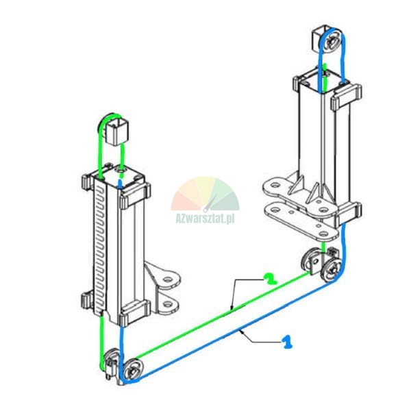 Schéma vedení ocelového lana pro zvedák Redats L-220