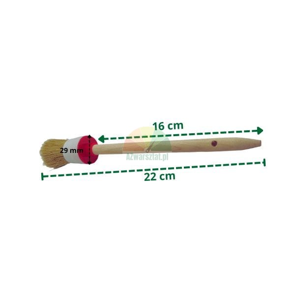 Kulatý štětec na detailing 30mm s dřevěnou rukojetí a rozměry