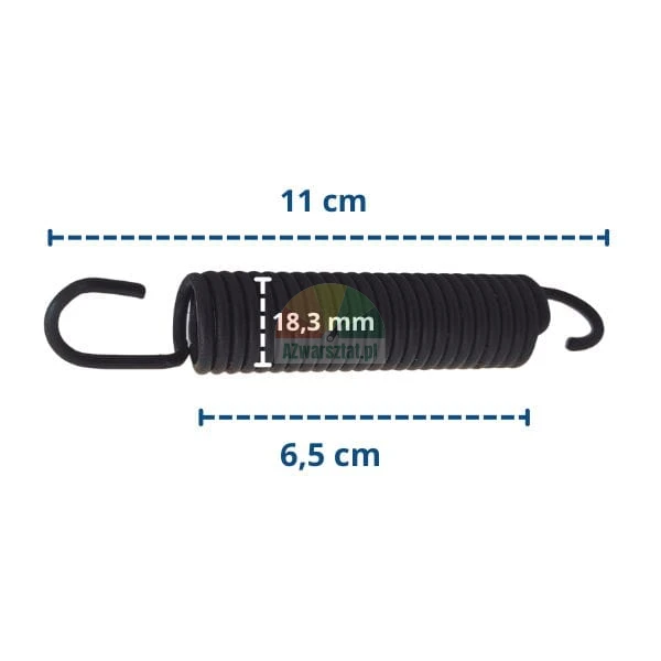 Cerna tazna pruzina 11cm typ B s rozmery