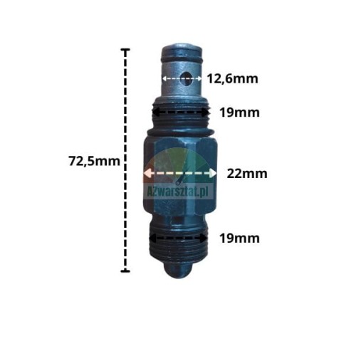 Černý spouštěcí ventil se závitem 19mm a rozměry