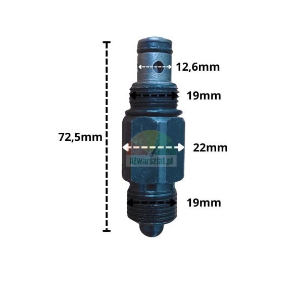 Černý spouštěcí ventil se závitem 19mm a rozměry