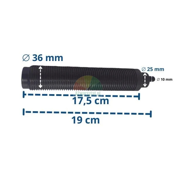Závitová hřídel pro vyvažovačku 36mmx3 TYP A s rozměry 19cm a 17.5cm