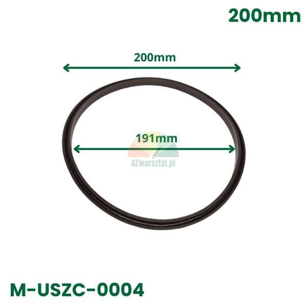 Černé kruhové těsnění o vnějším průměru 200mm a vnitřním průměru 191mm, kód M-USZC-0004.