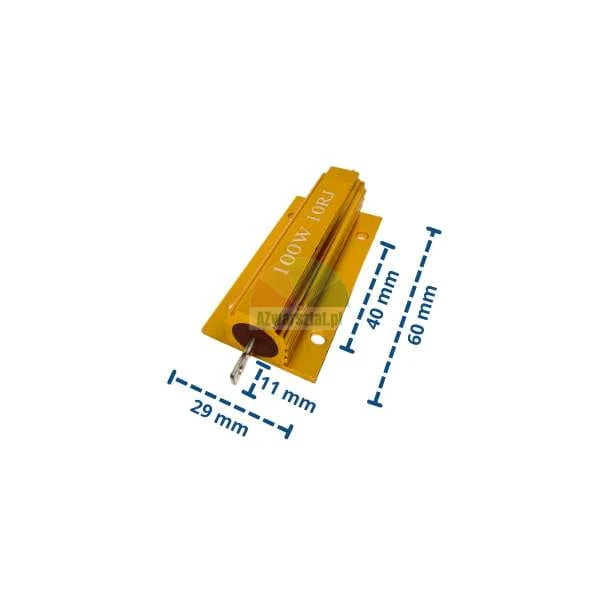 Brzdny rezistor vyvazovacky 100W 10 Ohm s rozmery