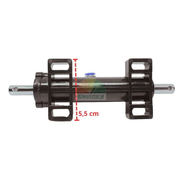 Hydraulický válec řízení s montážními držáky a rozměrem 15,5 cm.