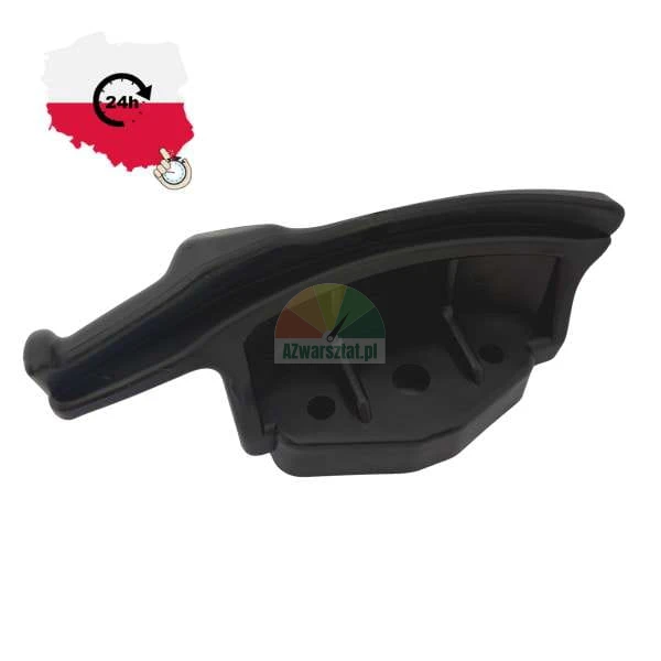 Černý plastový vodicí prvek posuvných dveří na bílém pozadí s ikonou doručení do 24 hodin.