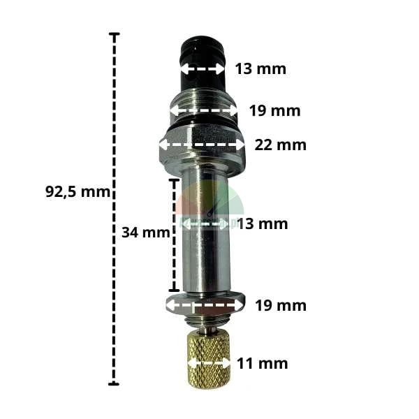 Spouštěcí ventil závit 19mm s nouzovým tlačítkem a rozměry