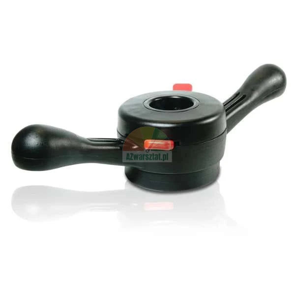 Černá rychloupínací matice pro vyvažovačku s ergonomickými rukojeťmi a červenými západkami.