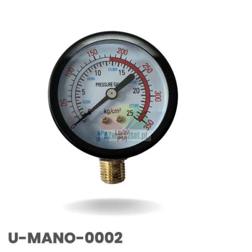 Manometr se závitem 12.7 mm a měřicím rozsahem 0 až 25 bar