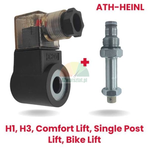 Náhrada ATH-Heinl: Elektromagnetická cívka s vypouštěcím ventilem 24V DC pro zvedáky H1, H3, Comfort Lift, Single Post Lift a Bike Lift