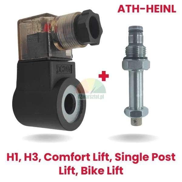 Náhrada ATH-Heinl: Elektromagnetická cívka s vypouštěcím ventilem 24V DC pro zvedáky H1, H3, Comfort Lift, Single Post Lift a Bike Lift