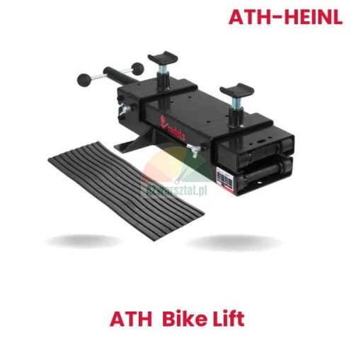 Černý mini motocyklový zvedák REDATS jako náhrada za ATH-Heinl Bike Lift s gumovou podložkou.