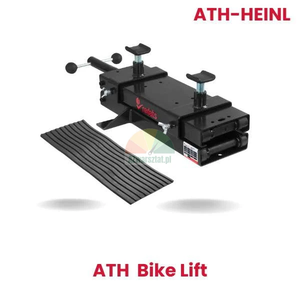 Černý mini motocyklový zvedák REDATS jako náhrada za ATH-Heinl Bike Lift s gumovou podložkou.