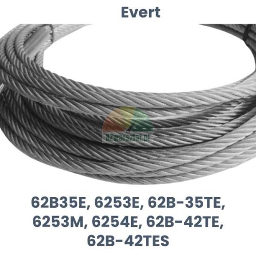 Ocelove lano pro dvousloupovy zvedak Evert 62B35E, 6253E, 62B-35TE, 6253M, 6254E, 62B-42TE, 62B-42TES