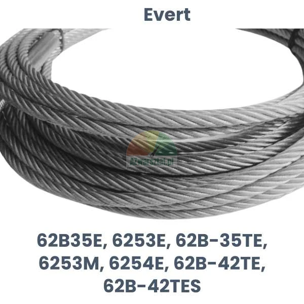 Ocelove lano pro dvousloupovy zvedak Evert 62B35E, 6253E, 62B-35TE, 6253M, 6254E, 62B-42TE, 62B-42TES