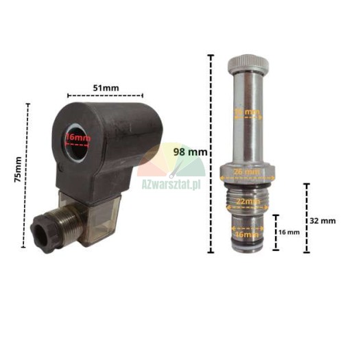 Elektromagnetická cívka se spouštěcím ventilem 220V AC 16mm