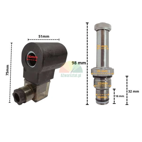 Elektromagnetická cívka se spouštěcím ventilem 220V AC 16mm