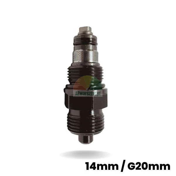 Bezpečnostní (zpětný) ventil hydraulického zvedáku o rozměrech 62mm / G20, svislý pohled na bílém pozadí.