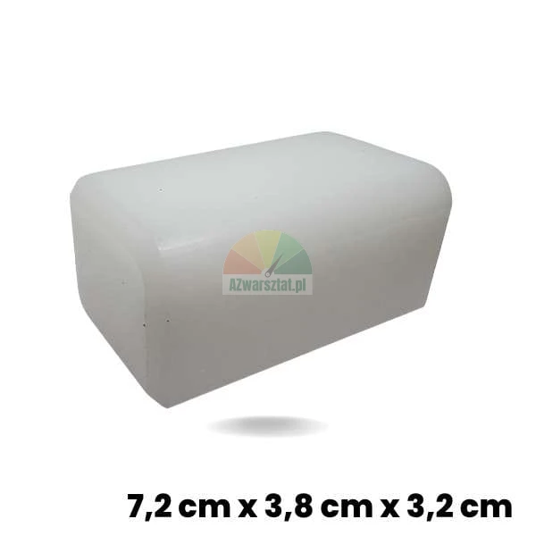 Bílý kluzný blok zvedáku (kostka) o rozměrech 7,2 x 3,8 x 3,2 cm z plastu.