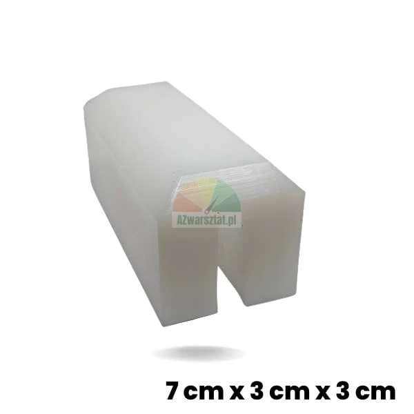 Bílý kluzný blok pro zvedák o rozměrech 7cm x 3cm x 3cm vyrobený z odolného plastu