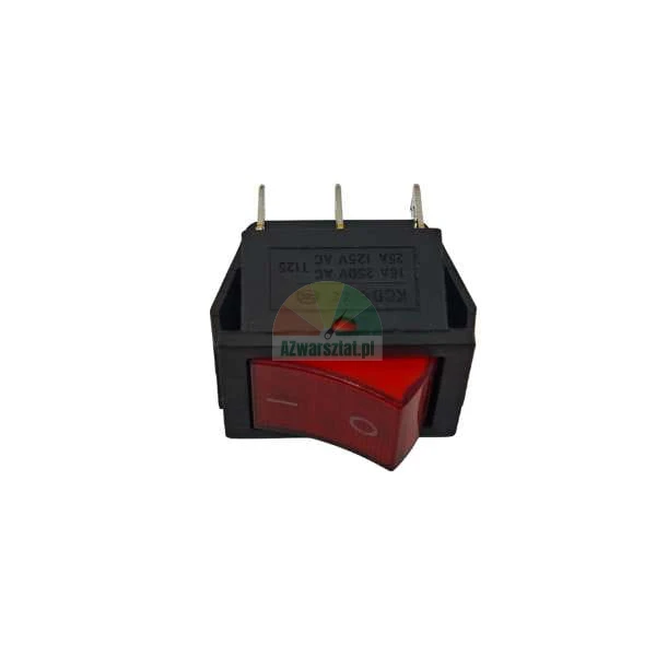 Červený prosvětlený kolébkový vypínač se 3 piny, 16A 250V AC.