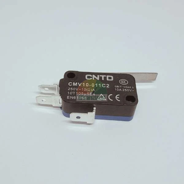 Mikrospínač CNTD CMV10-011C2 s pákou a konektory, 10A 250V.