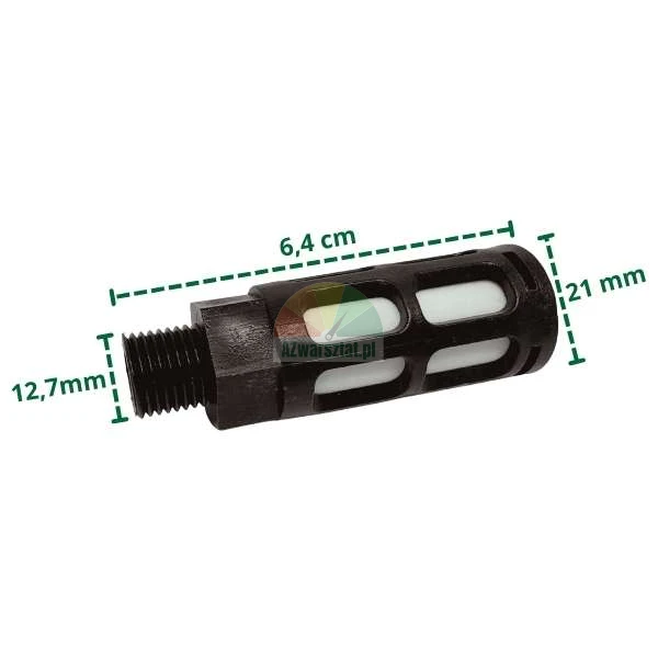 Velky plastovy tlumic se zavitem 12,7mm a popisky rozmeru