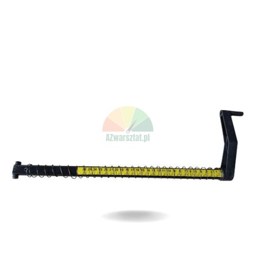 Měřicí rameno se žlutou stupnicí 0-26 cm a černým tělem s pružinou