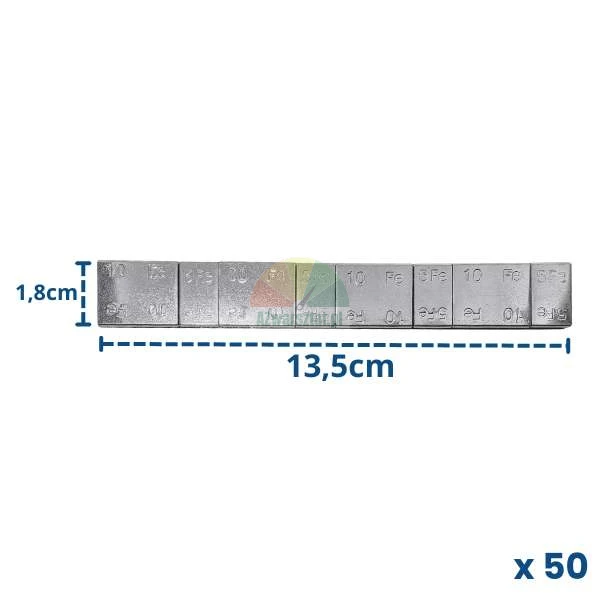 Samolepící vyvažovací závaží Fe na kola, pásek 5g a 10g, rozměry 13,5x1,8 cm